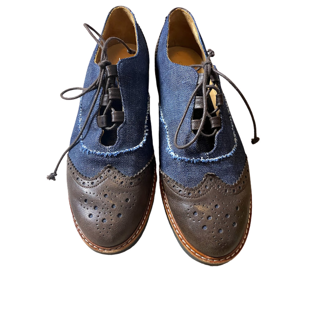 Stuart Weitzman Denim Leather Oxfords Mr. gill